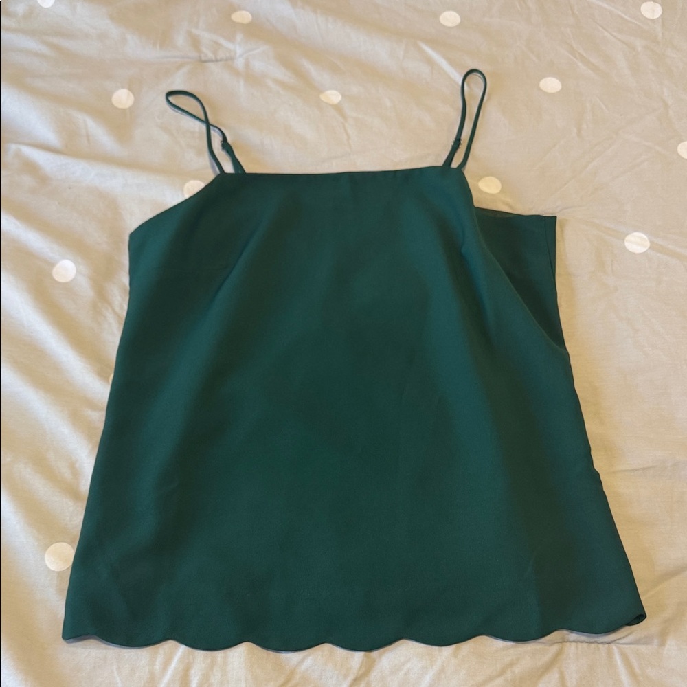J. Crew Emerald Green Scallop Hem Camisole